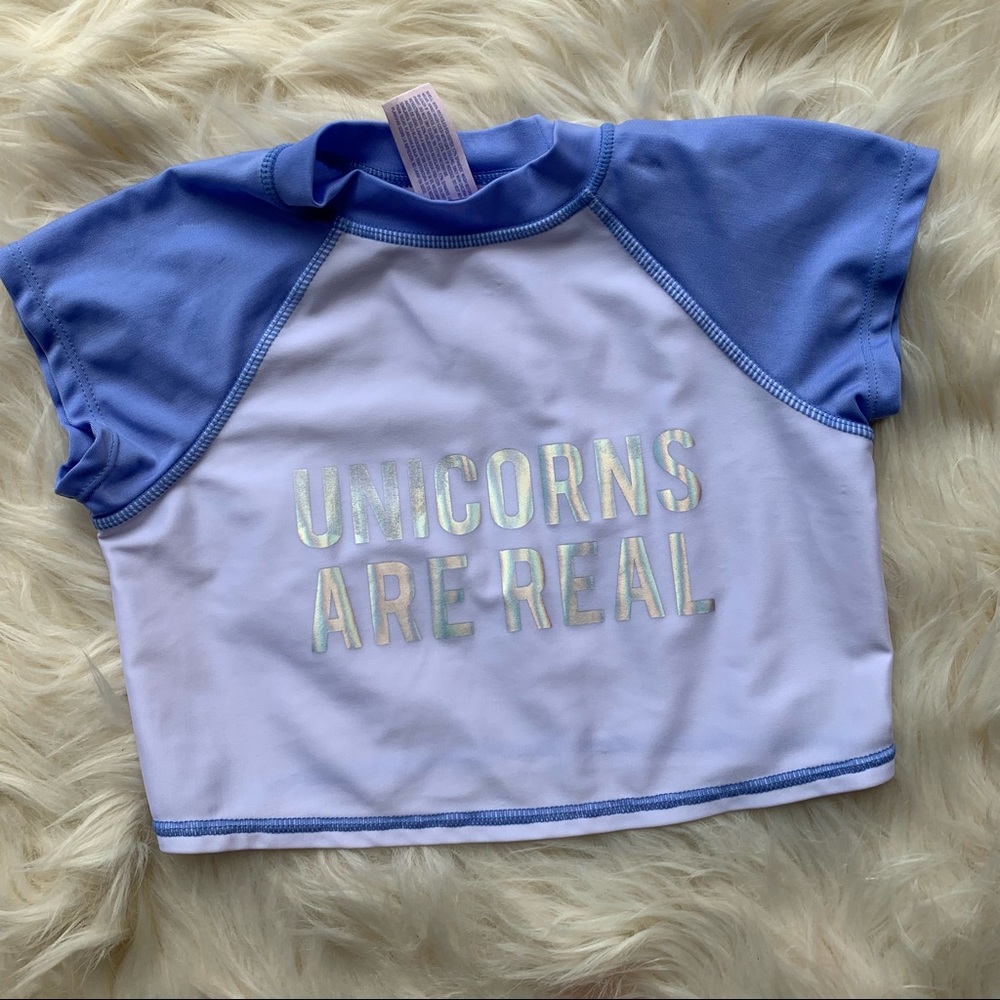 ❤️RASH GUARD❤️Girls 6/6x❤️Unicorn Crop Top Swim